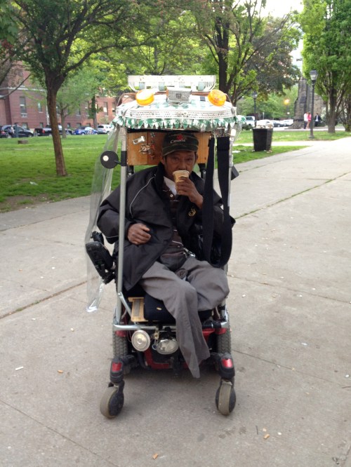 Mario has the sweetest ride! He's personalized his motorized wheelchair to meet all his needs - lights, cup holder, roof rack (!), lockable storage cupboard and rain flaps. 