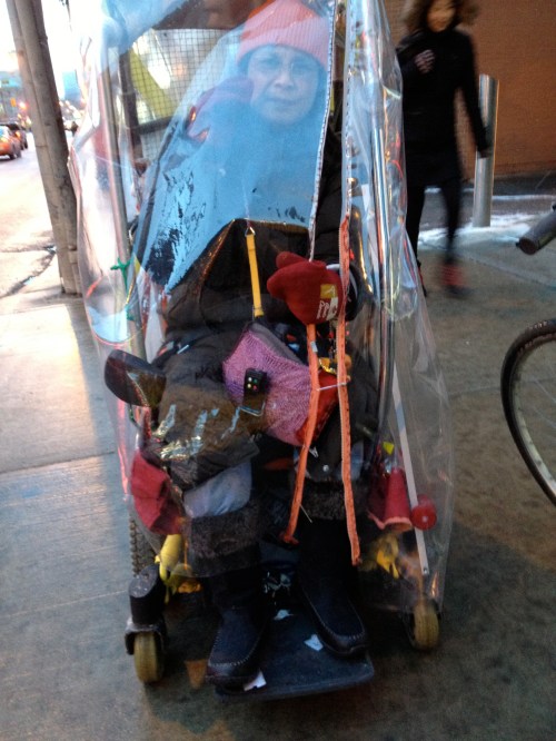 Wei Yen uses her foot horn to let people know she is coming - so smart!